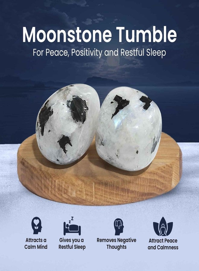 SOLAVA Original Rainbow Moonstone Crystal Tumble - Natural Energised Moon Stone Tumble for Peace, Relationship, Emotional healing, Chakra Healing and Positivity - 2 Piece - Image 2